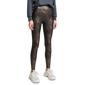 SPANX Faux Leather Leopard Print Shine High Rise Leggings